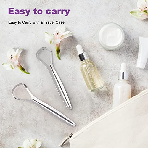 D Tongue Scraper, Stainless Steel Tongue Cleaners with Travel Cas...