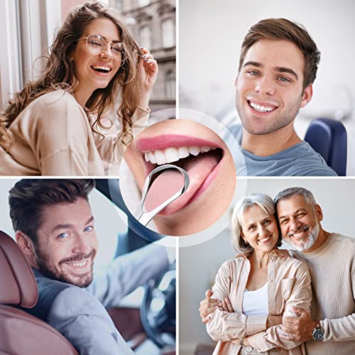 D Tongue Scraper, Stainless Steel Tongue Cleaners with Travel Cas...