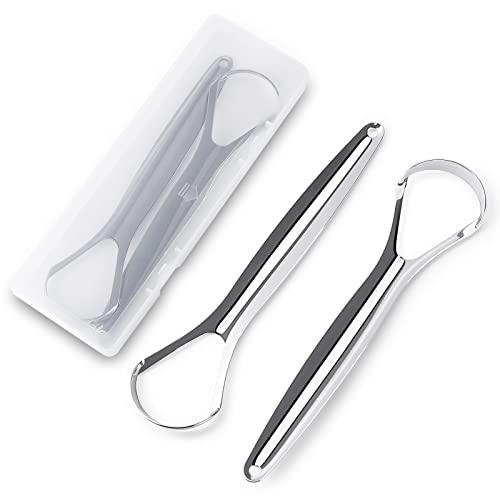 D Tongue Scraper, Stainless Steel Tongue Cleaners with Travel Cas...