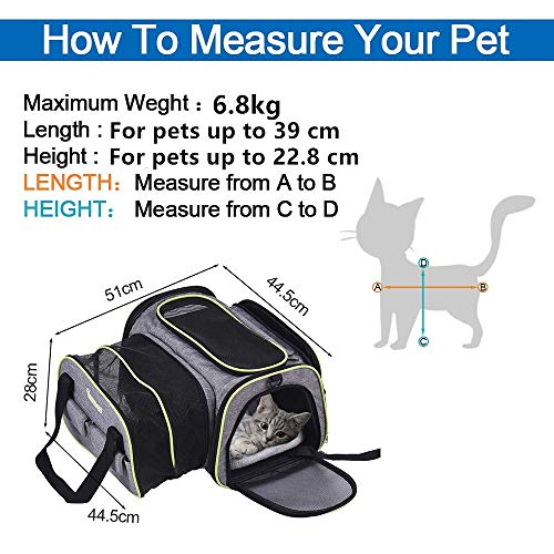 DADYPET Pet Carrier Airline Approved, Soft-Sided Expandable Colla...