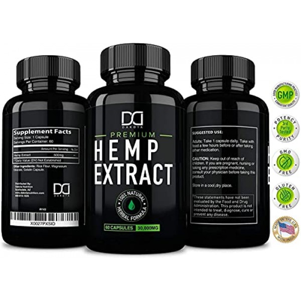 2 Pack Hemp Oil Capsules 30000MG for Pain Relief Anxiety Sleep ...