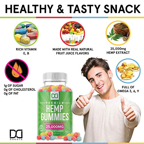 25,000mg Hemp Gummies for Migraine Pain Relief Anxiety Stress S...