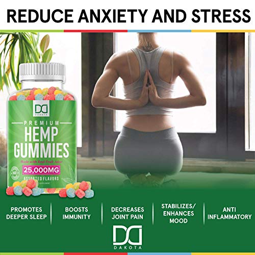 25,000mg Hemp Gummies for Migraine Pain Relief Anxiety Stress S...