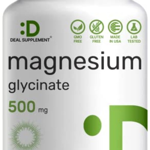 Magnesium Glycinate 500mg, 180 Veggie Capsules | Chelated for Eas...
