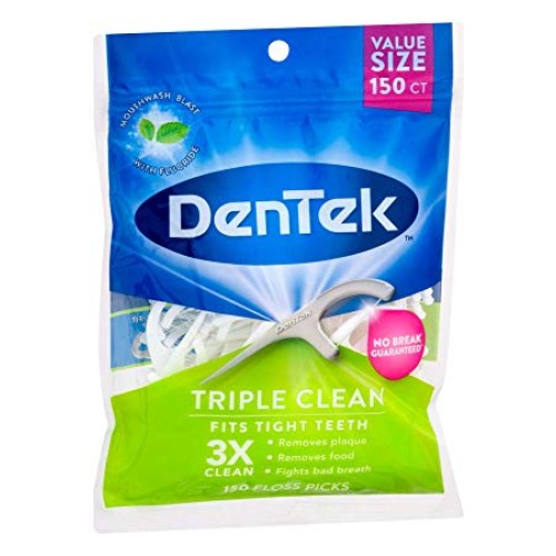 DenTek Triple Clean Floss Picks, Mouthwash Blast Fluoride Coating...