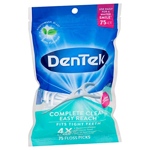 DenTek Complete Clean Floss Picks | Removes Food & Plaque | 75 Co...