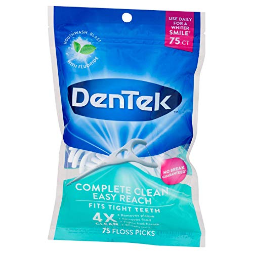 DenTek Complete Clean Floss Picks | Removes Food & Plaque | 75 Co...