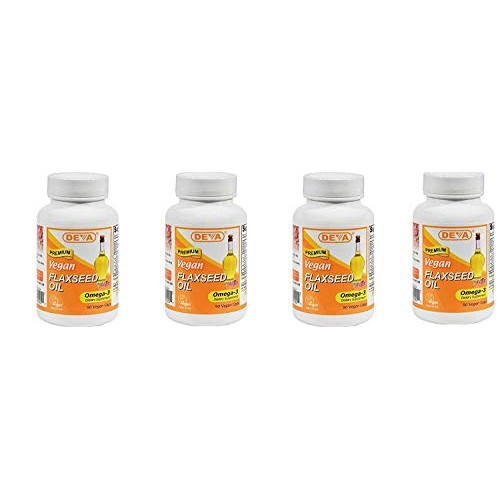 Deva Vegan Vitamins Flax Seed Oil, 500 MG, Vegan, 90 Vcap 4 pack