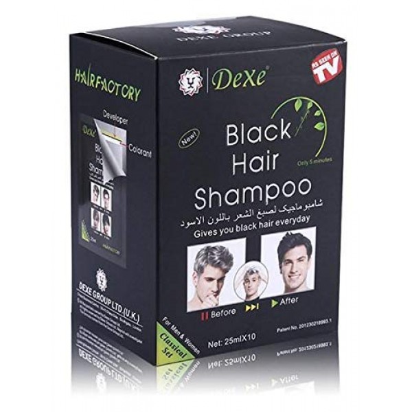 Dexe Black Hair Shampoo Natural Black One Box = 25Mlx10Pouch