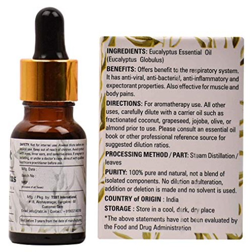 Dharma TSBT Eucalyptus Essential Oil for Steam inhalation, Pain m...