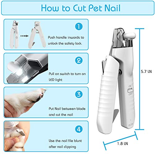 Fenley Cat Dog Nail Clippers with LED Light, Durable Sharp Blades...