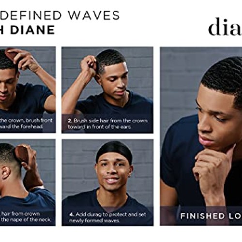 Diane Premium 100% Boar Bristle Brush for Men – Medium Firm Brist...