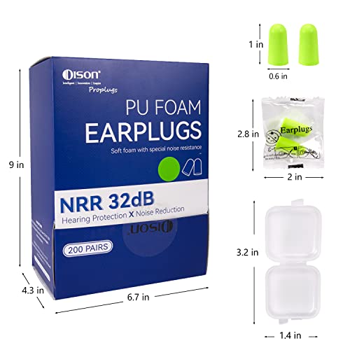 200Pairs Foam Earplugs, 32dB Disposable Noise Reduction Ear Plugs...