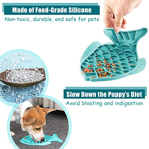 DLDER 2 Pack Fish-Shaped Pet Slow Feeder Lick Mat,Cat Puzzle Feed...