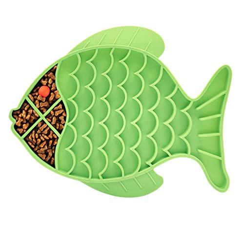 DLDER 2 Pack Fish-Shaped Pet Slow Feeder Lick Mat,Cat Puzzle Feed...