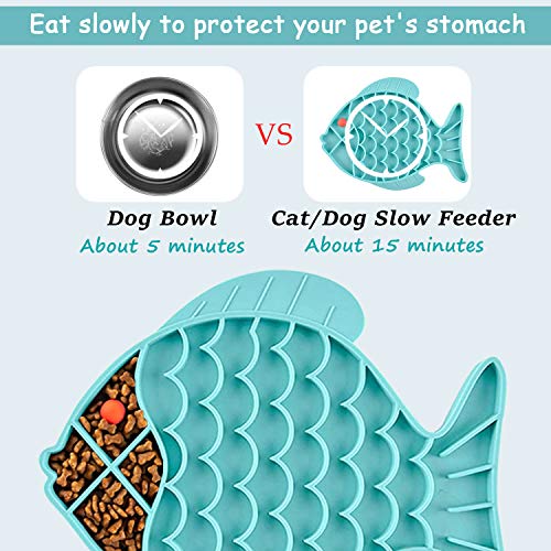 DLDER 2 Pack Fish-Shaped Pet Slow Feeder Lick Mat,Cat Puzzle Feed...