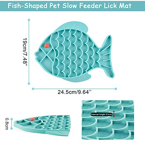 DLDER 2 Pack Fish-Shaped Pet Slow Feeder Lick Mat,Cat Puzzle Feed...
