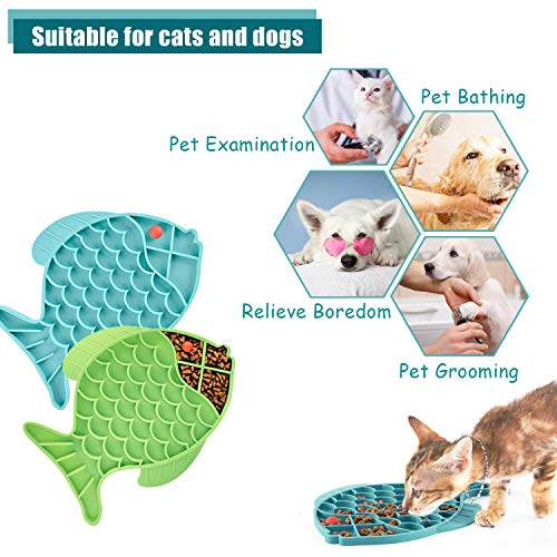 DLDER 2 Pack Fish-Shaped Pet Slow Feeder Lick Mat,Cat Puzzle Feed...