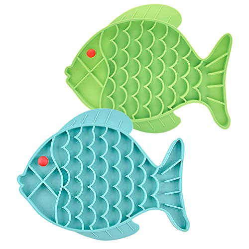 DLDER 2 Pack Fish-Shaped Pet Slow Feeder Lick Mat,Cat Puzzle Feed...
