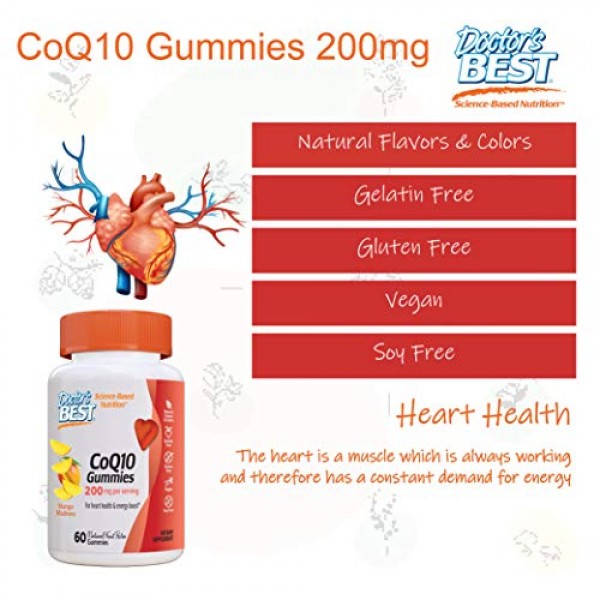 Doctors Best CoQ10 Gummies 200 Mg, Coenzyme Q10 Ubiquinone, Su...