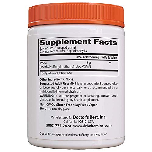 Doctors Best MSM Powder with OptiMSM, Non-GMO, Vegan, Gluten Fre...