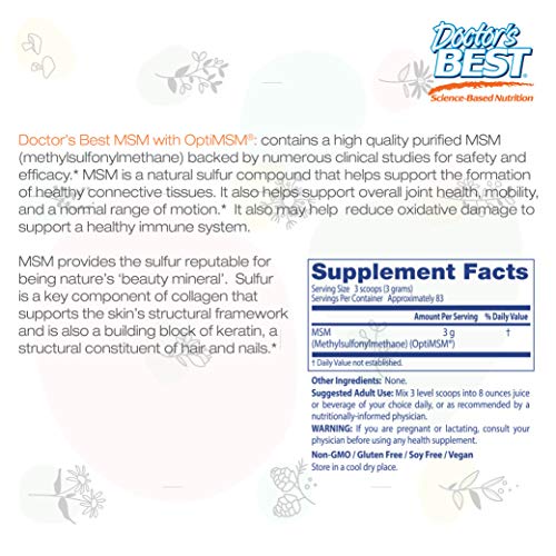 Doctors Best MSM Powder with OptiMSM, Non-GMO, Vegan, Gluten Fre...