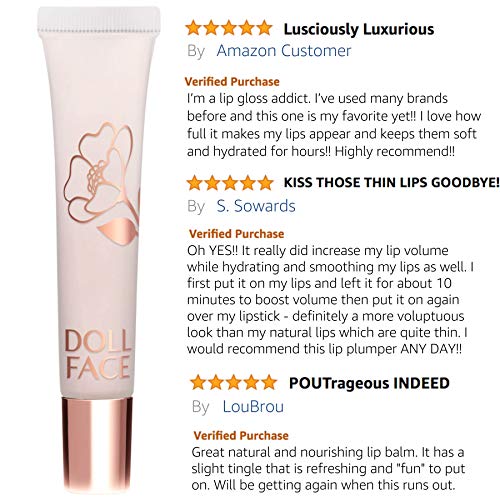 DOLL FACE Lip Plumper, Poutrageous Plumping Lip Gloss Balm with M...