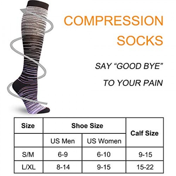 3 Pairs Compression Socks for Women Men 20-30mmhg Knee High Stock...