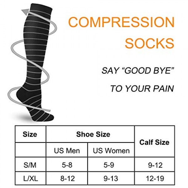6 Pairs Best Medical Compression Socks Women Men 20-30 mmHg Knee ...