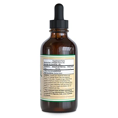 Colloidal Silver Liquid 20 PPM - 4 Fl OZ Plata Coloidal with Dro...