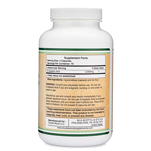 D-Aspartic Acid DAA 2,000mg Per Serving, 300 Capsules, Promotes...