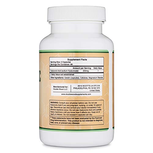 Hyaluronic Acid Supplement -180 Capsules Enhances Effects of Hya...