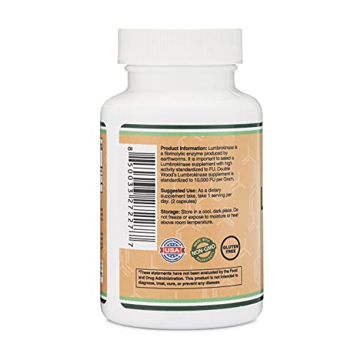 Lumbrokinase Enzymes Supplement - 120 Capsules Max Activity 10,0...