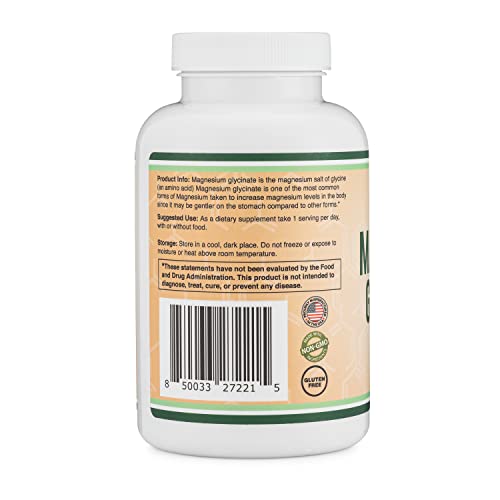 Magnesium Glycinate 400mg, 180 Capsules Vegan Safe, Manufactured...