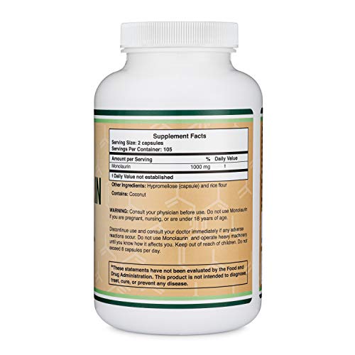 Monolaurin Immune Support Supplement 1,000mg per Serving, 210 Cap...