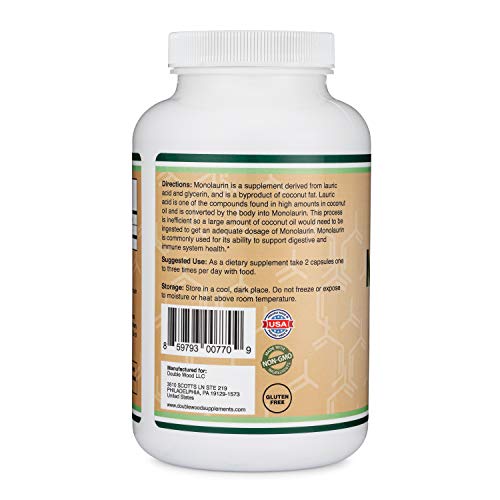 Monolaurin Immune Support Supplement 1,000mg per Serving, 210 Cap...