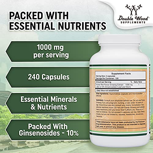Panax Ginseng Korean Red Variety 4 Month Supply 240 Vegan Cap...