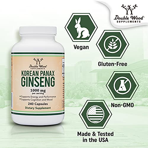 Panax Ginseng Korean Red Variety 4 Month Supply 240 Vegan Cap...