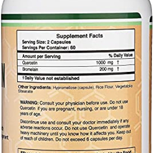 Quercetin with Bromelain - 120 Count 1,200mg Servings Immune He...