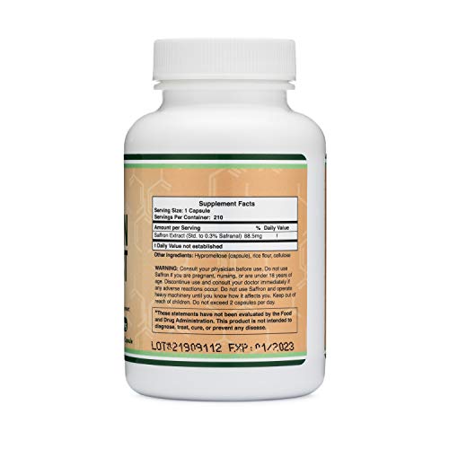 Saffron Supplement - Saffron Extract 88.5mg Capsules 210 Count ...