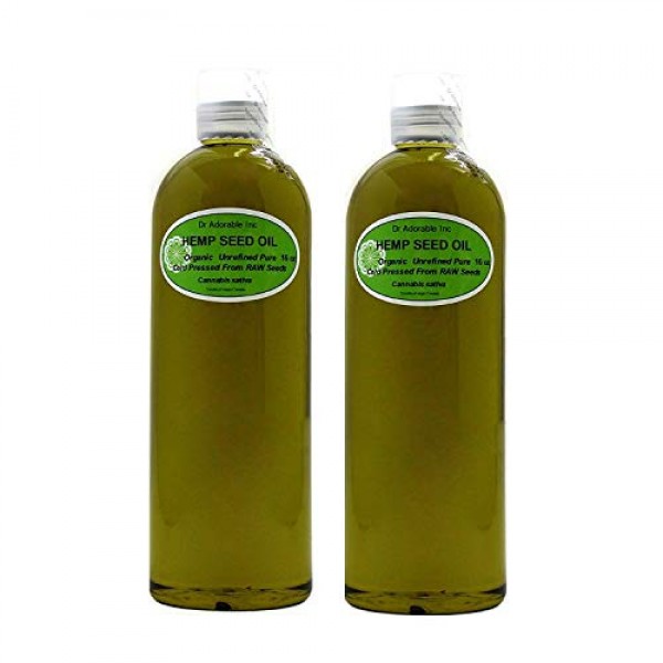 2x16 Oz / 32 Oz Premium Hemp Seed Oil Organic 100% Pure Unrefined...