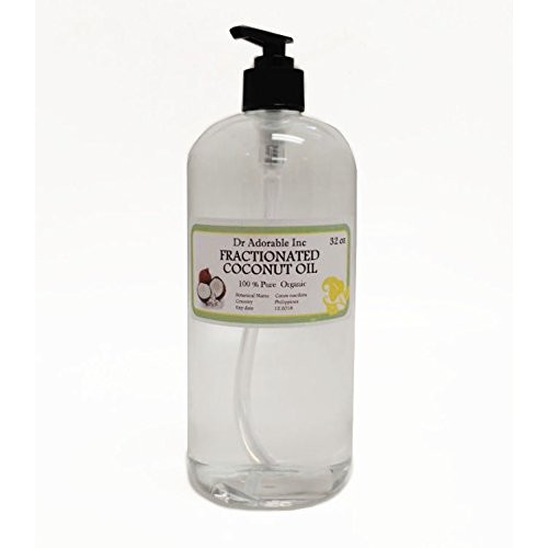 32 Oz/ 1 Quart with PUMP Organic Pure Fractionated Coconut Oil