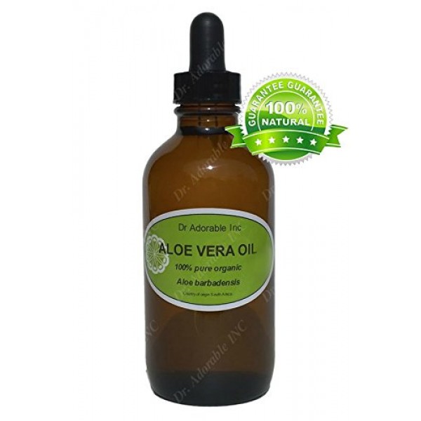 Aloe Vera Oil For Skin Hair And Health 4 oz Amber Glass Bottle wi...