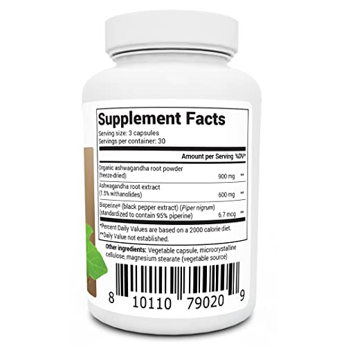 Dr. Berg Organic Ashwagandha Capsules - Mood & Stress Support Ash...