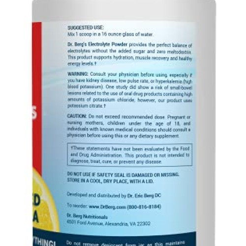 Dr. Bergs Electrolyte Powder, Lemonade PLUS - Hydration Drink Mi...
