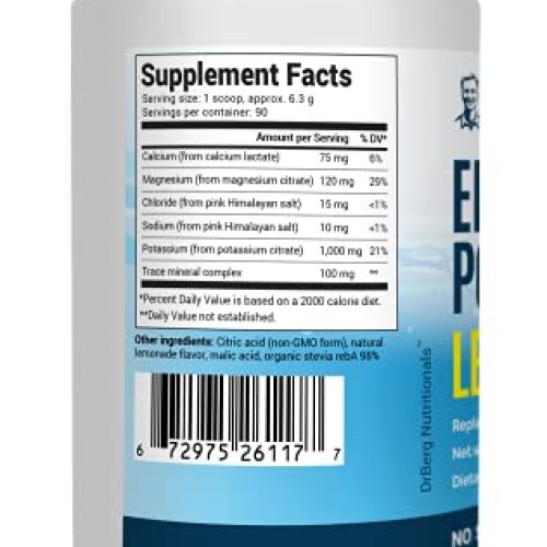 Dr. Bergs Electrolyte Powder, Lemonade PLUS - Hydration Drink Mi...