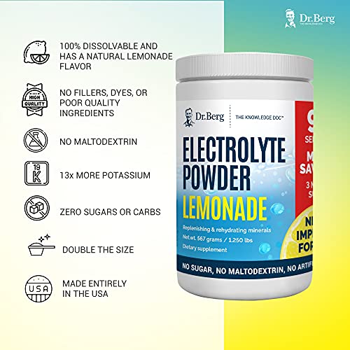 Dr. Bergs Electrolyte Powder, Lemonade PLUS - Hydration Drink Mi...