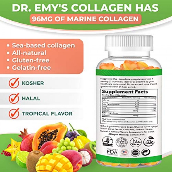 Collagen Gummies by Dr Emys. Gummy Vitamin for Women & Men, Hair...