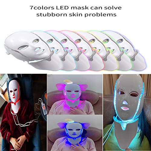 Led Face Light 7 Color Facial Skin Care Mask with Blue & Red Ligh...