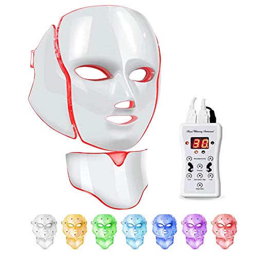 Led Face Light 7 Color Facial Skin Care Mask with Blue & Red Ligh...
